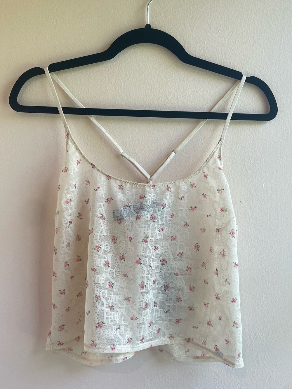 Savage X Fenty Butter Yellow Cream Lace Cami, Floral Logo Print, Size XL, NWT